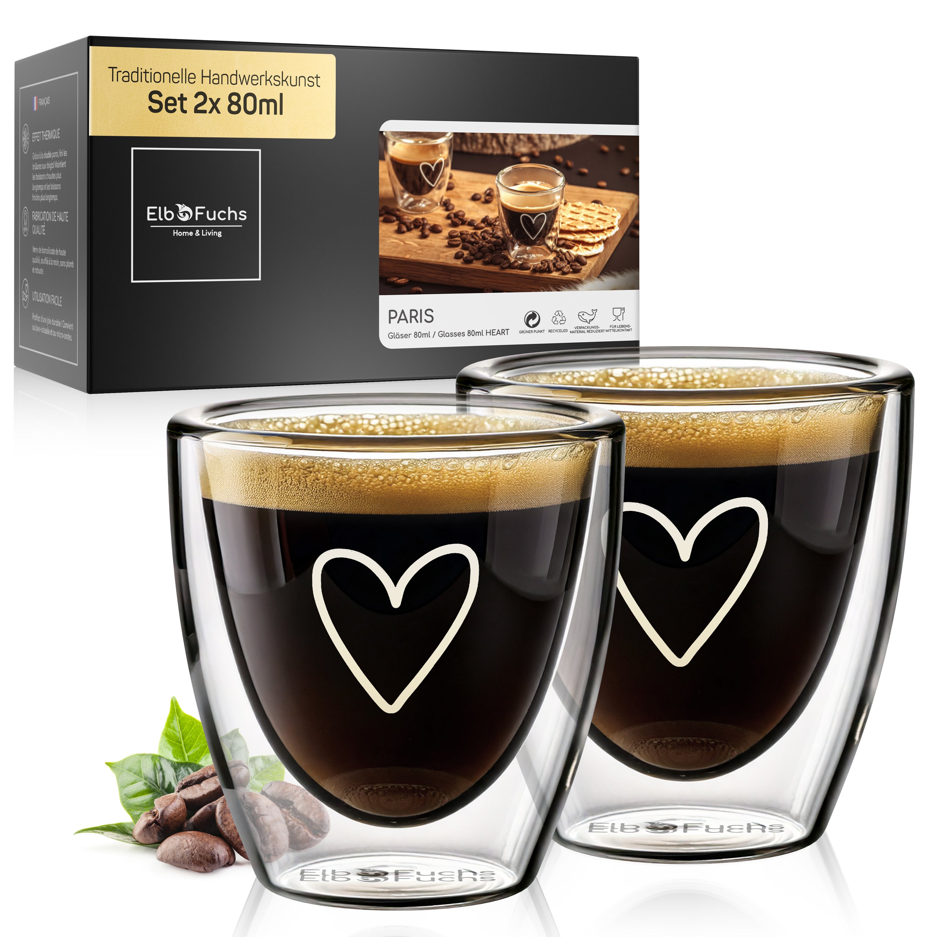 Espresso Gläser doppelwandig [PARIS 80ml]