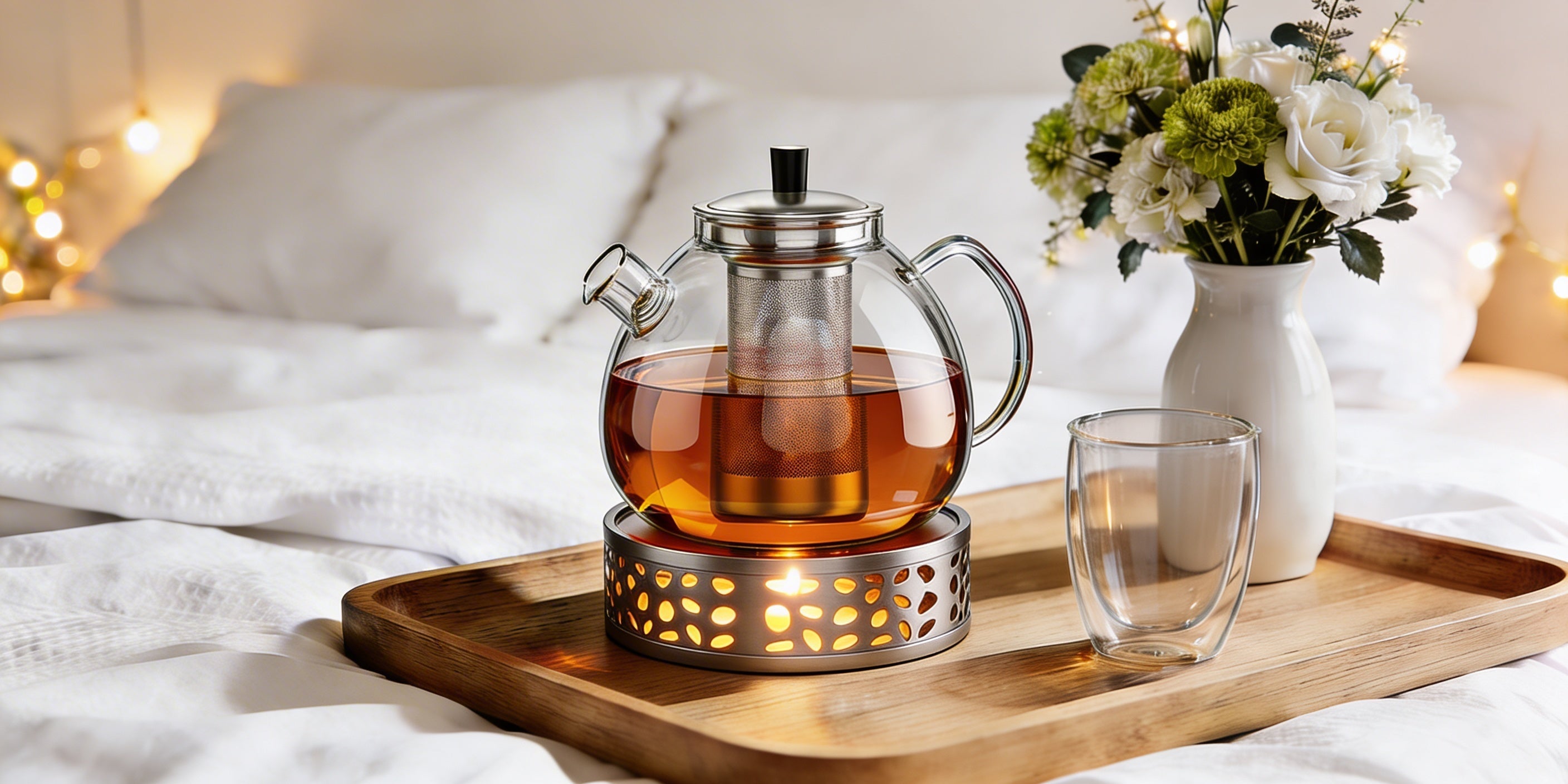 Hochwertige 1,5L Teekanne aus Borosilikatglas der Hamburger Marke ElbFuchs inklusive Stövchen und Teefilter. Ein langlebiges und stilvolles Geschenkset für Tee-Liebhaber, ideal für modernes Interior-Design und nachhaltiges Wohnen.