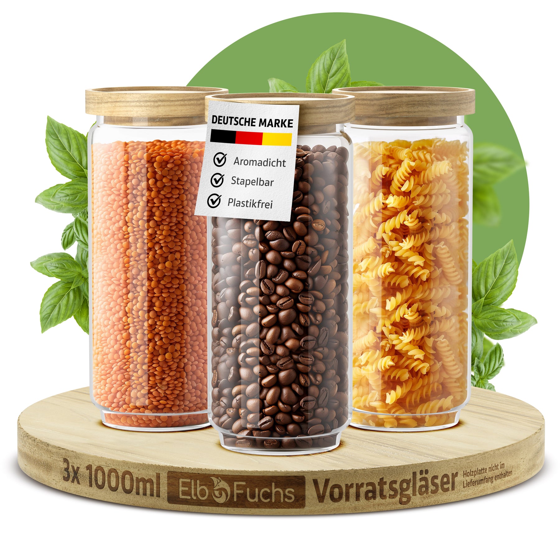 Vorratsgläser mit Holzdeckel