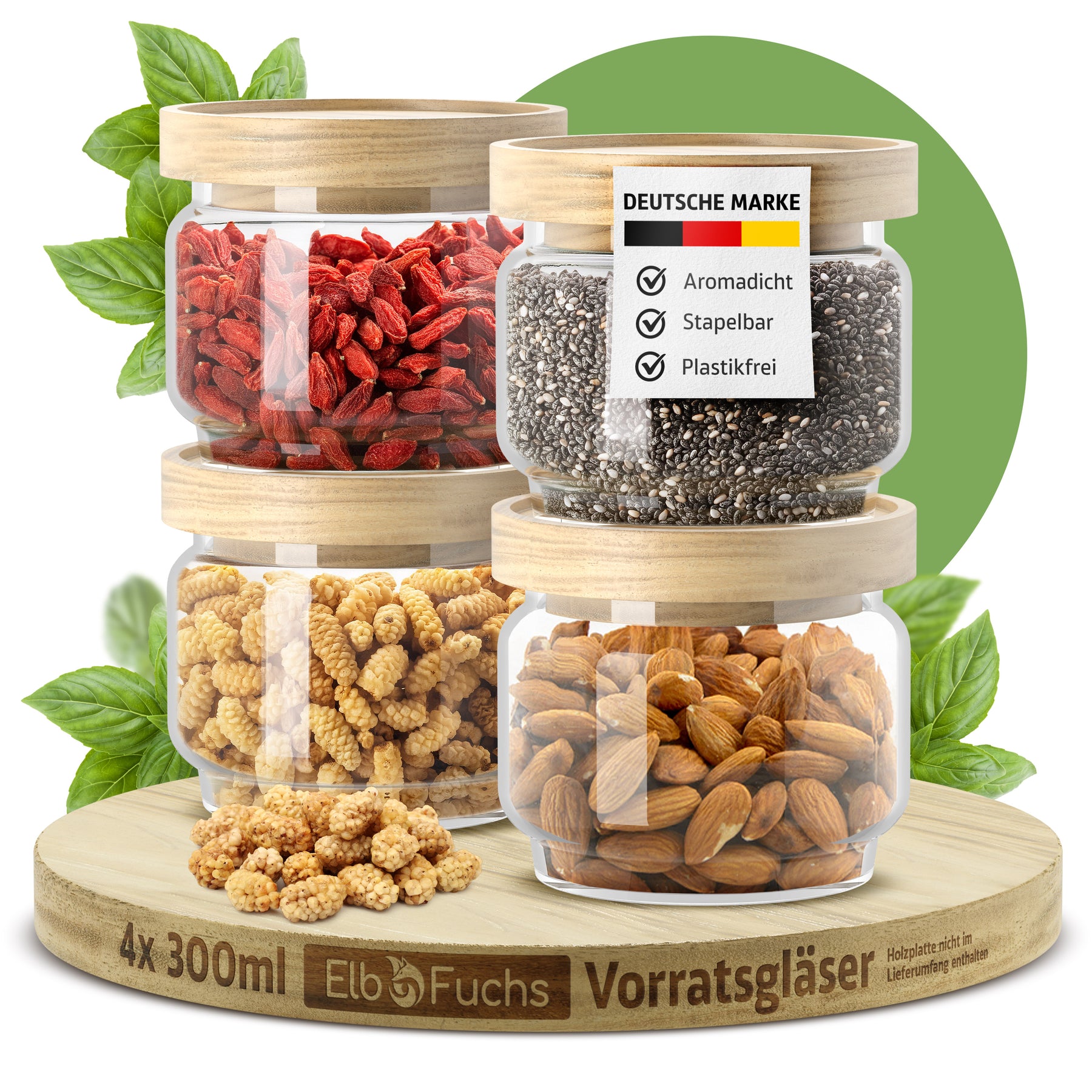 Vorratsgläser mit Holzdeckel