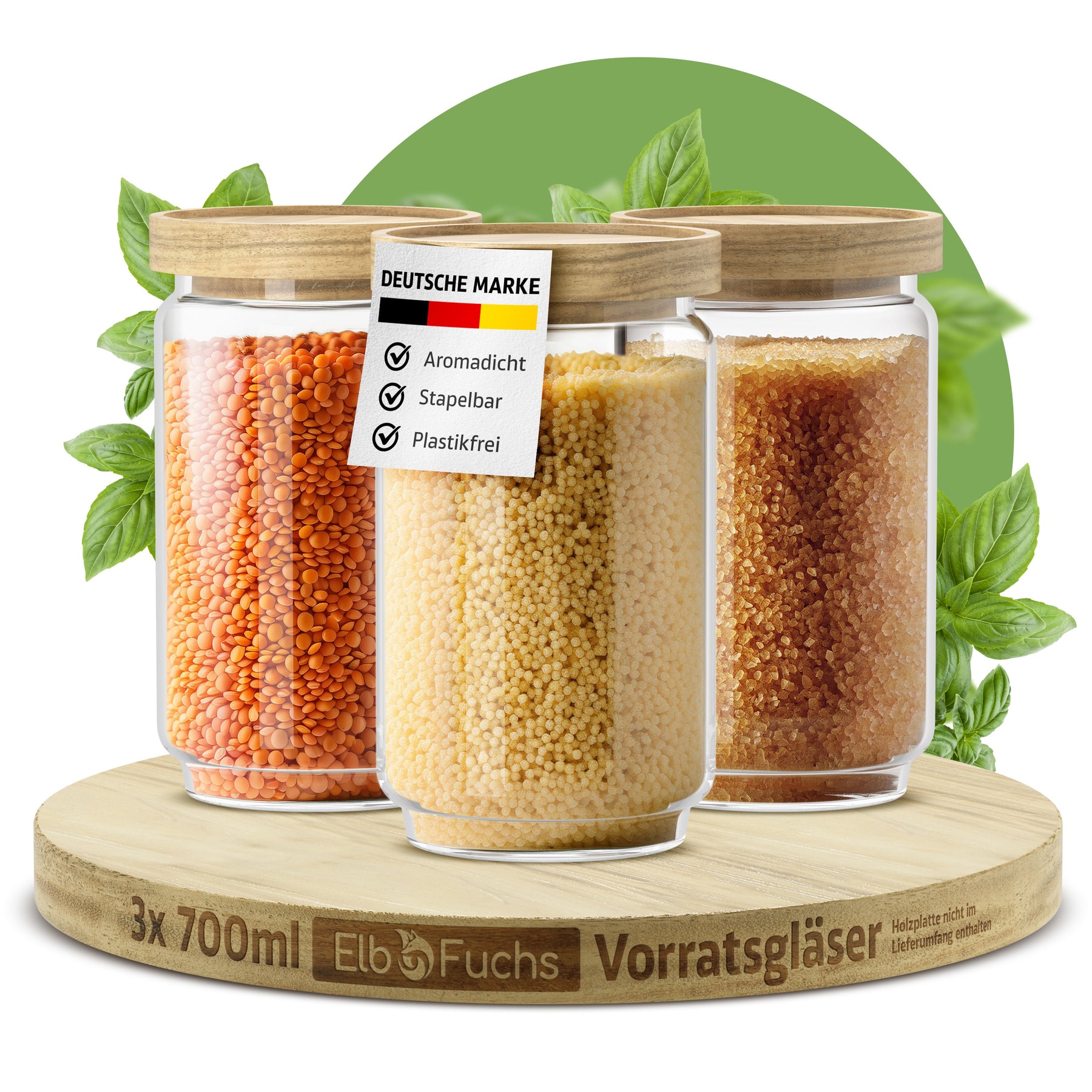 Vorratsgläser mit Holzdeckel