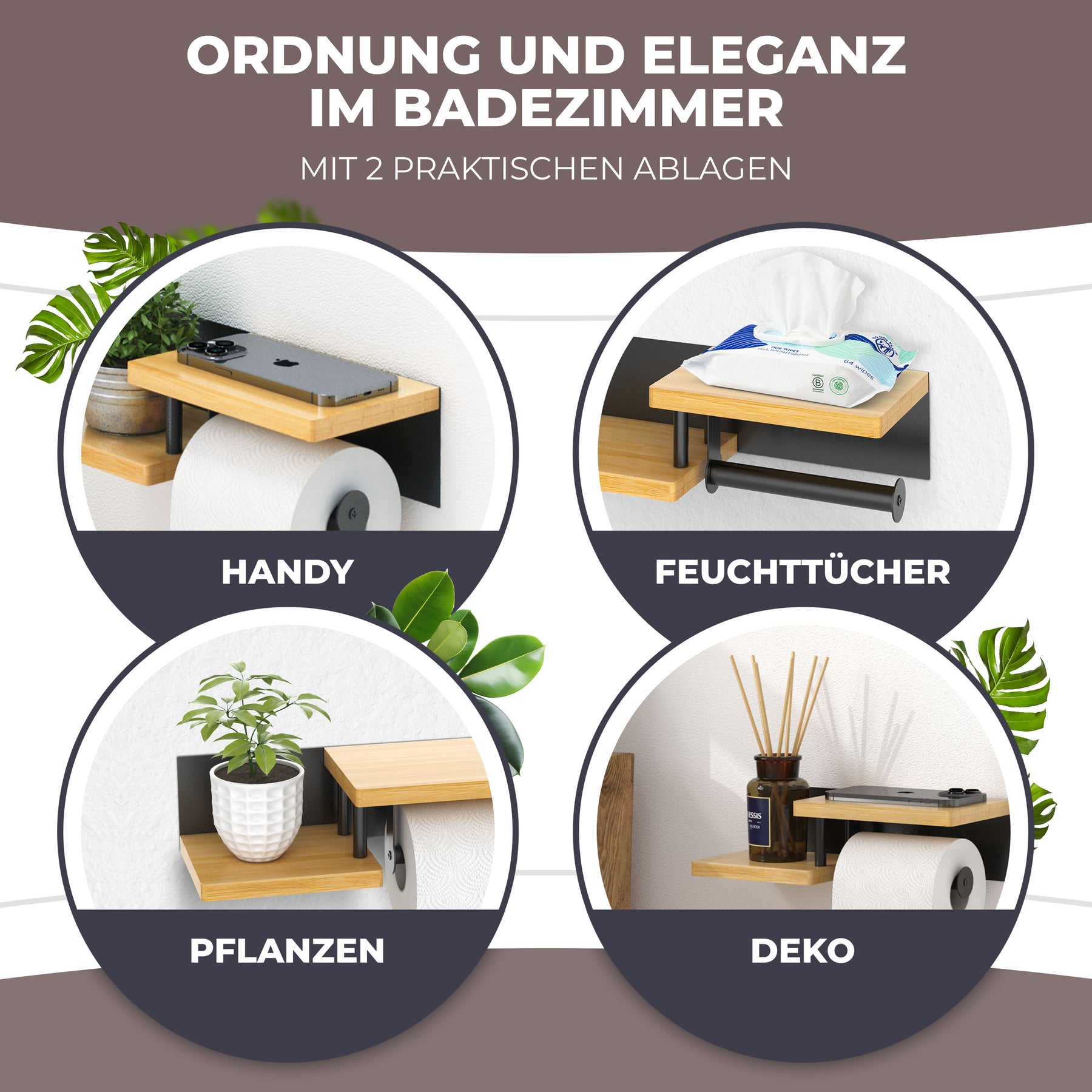 Toilettenpapierhalter mit Ablage