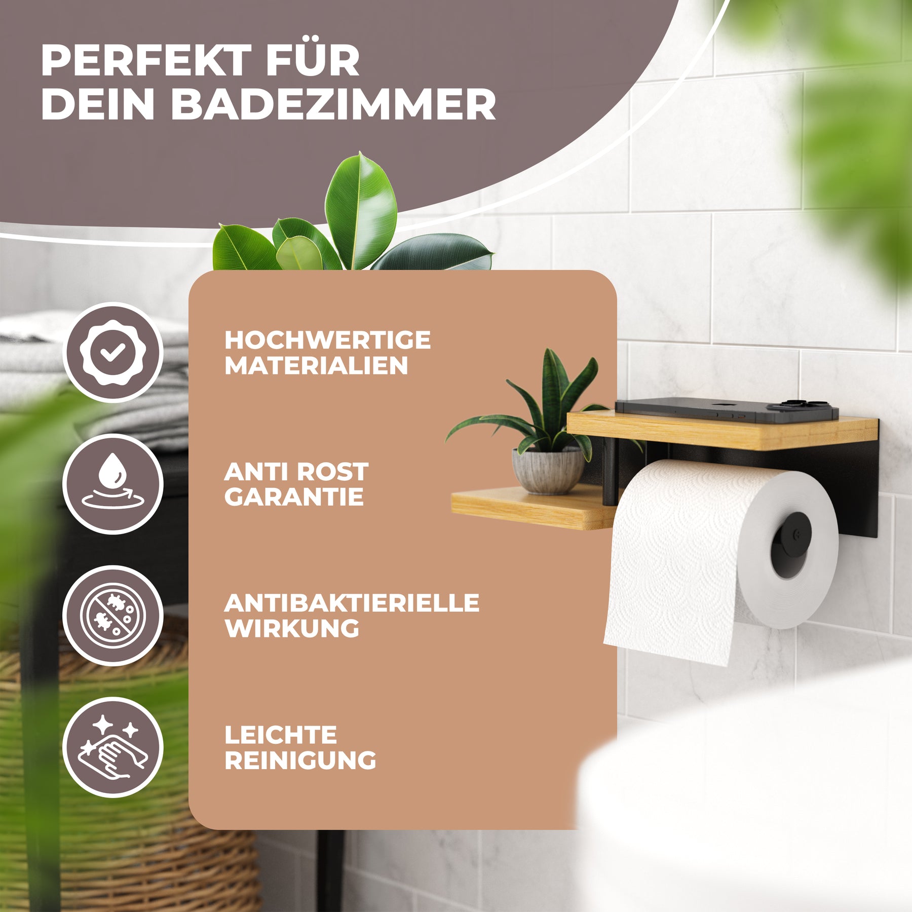 Toilettenpapierhalter mit Ablage