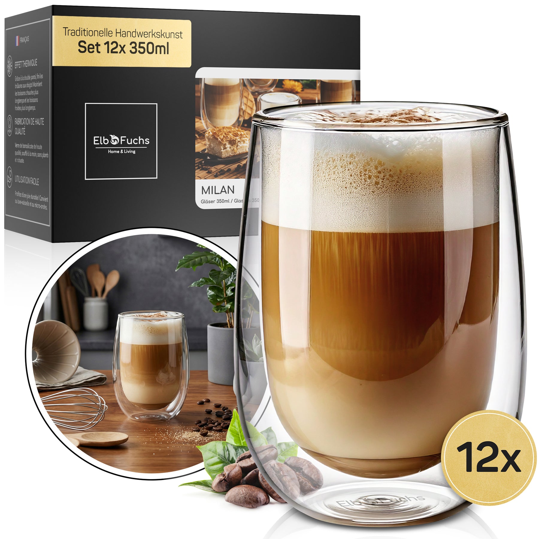Latte Macchiato glasses double-walled [MILAN 350ml] 