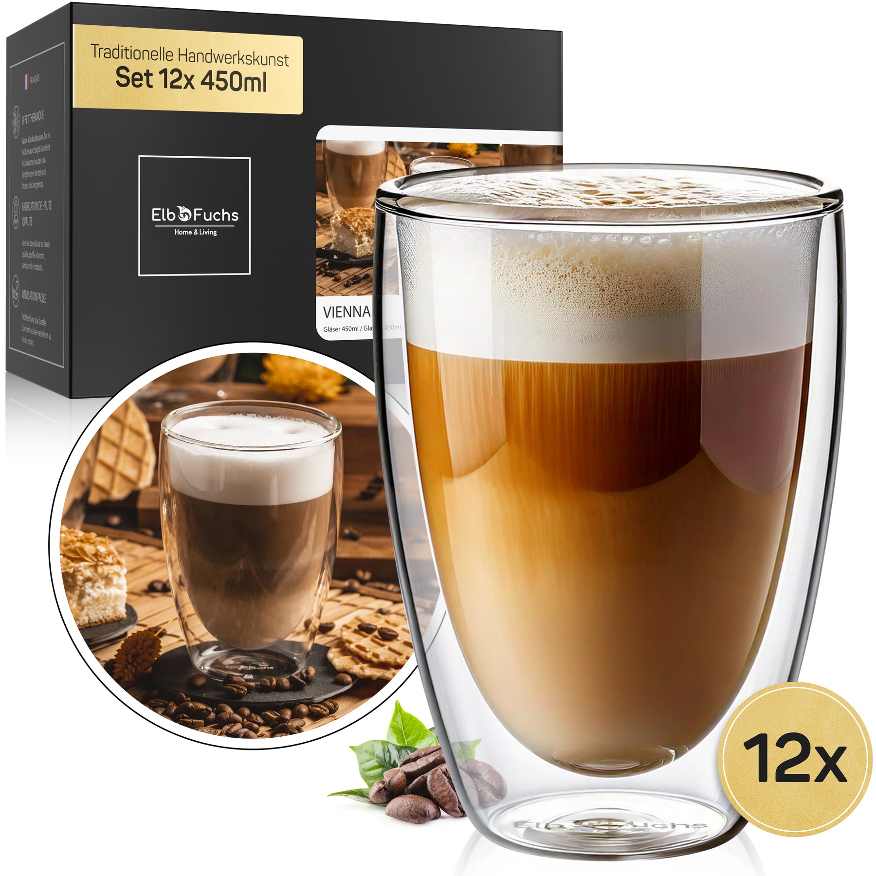 Latte Macchiato glasses double-walled [VIENNA 450ml] 