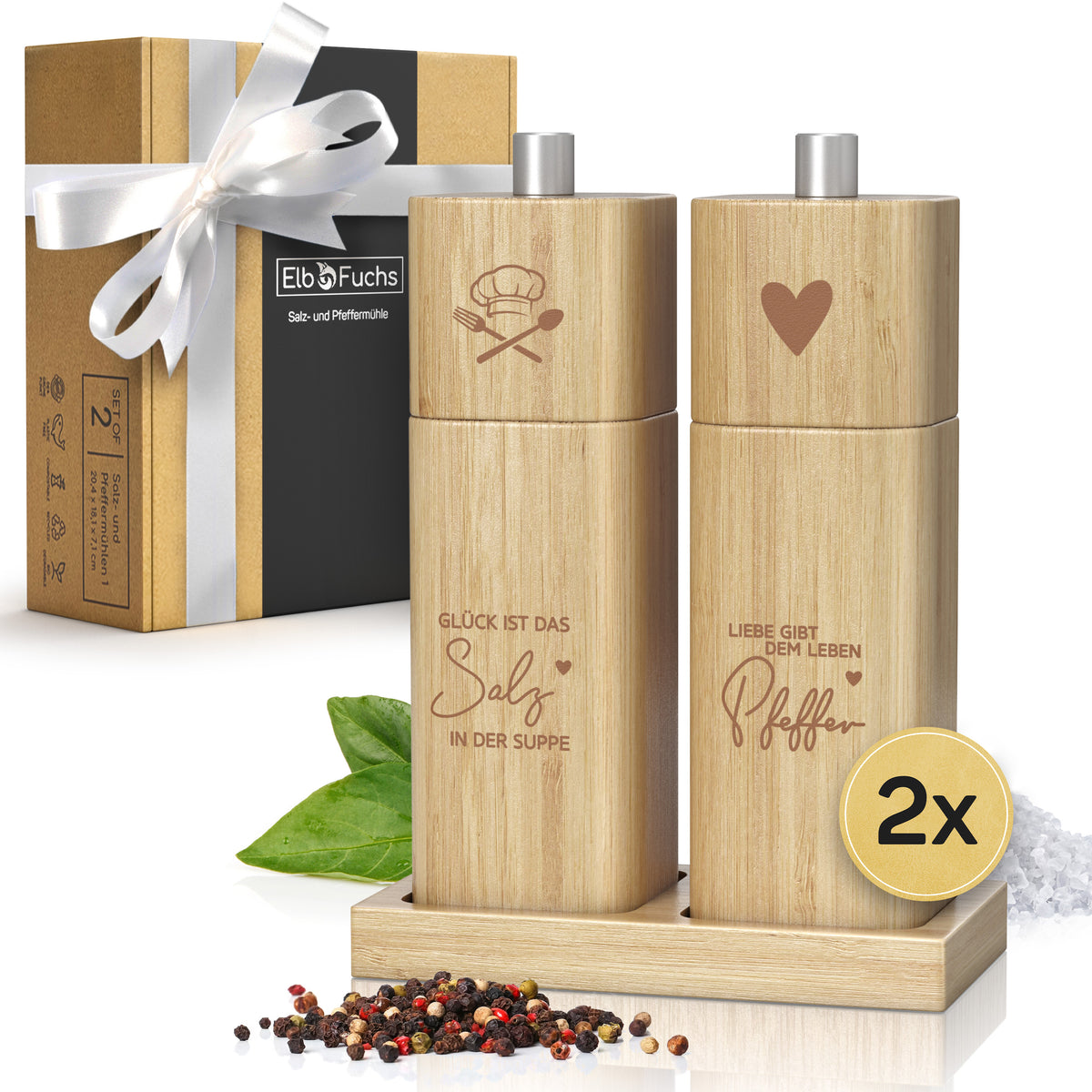 Salz- und Pfeffermühlen Glück & Liebe SET 2 (6-teilig)