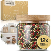 ElbFuchs Gewürzgläser Set | 12-teilig (150ml) mit Holzdeckel