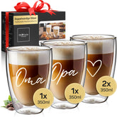 Doppelwandige Gläser WORDS Oma, Opa & Herzen (4-teilig)