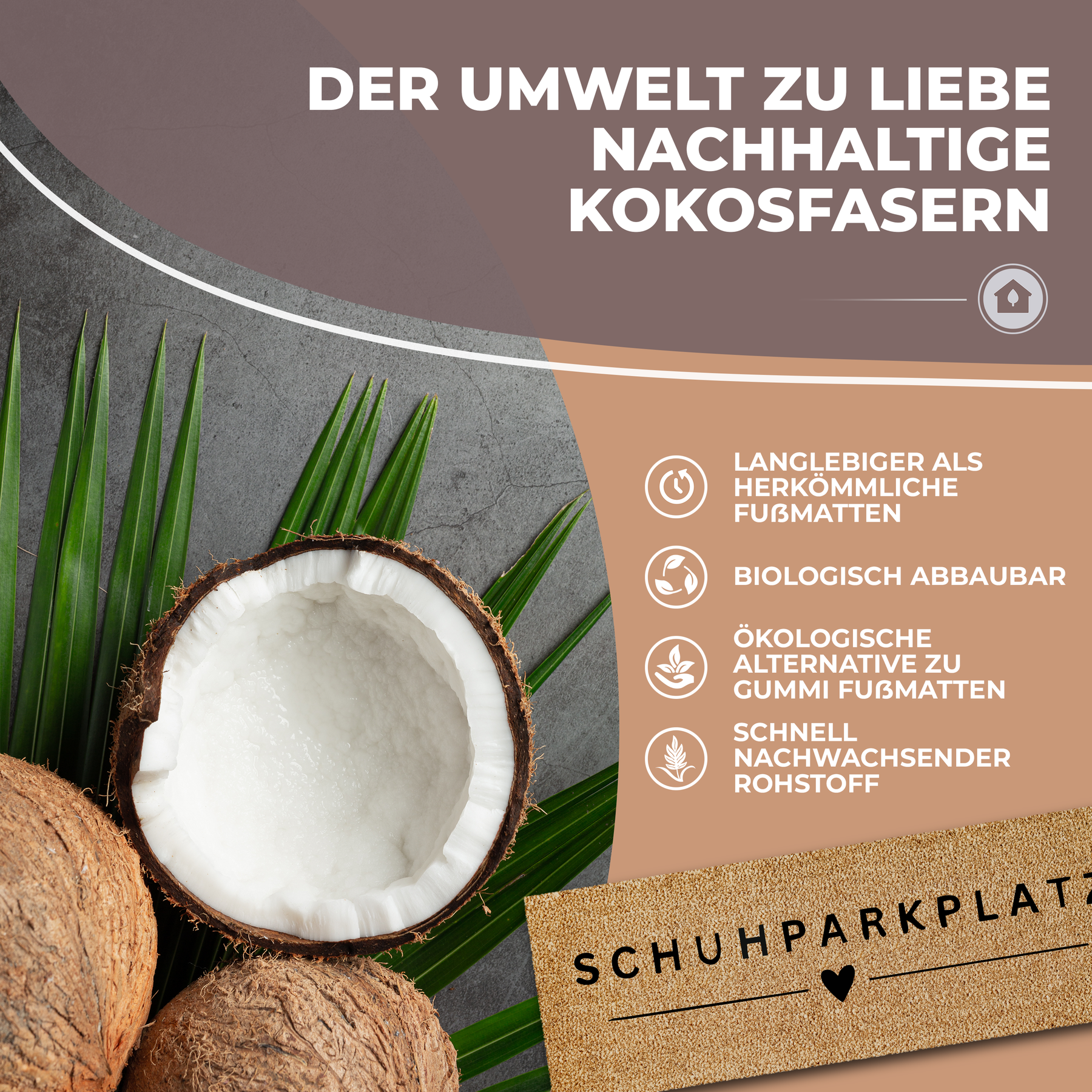 H1 Fußmatte Kokos schmal [Schuhparkplatz Herz]