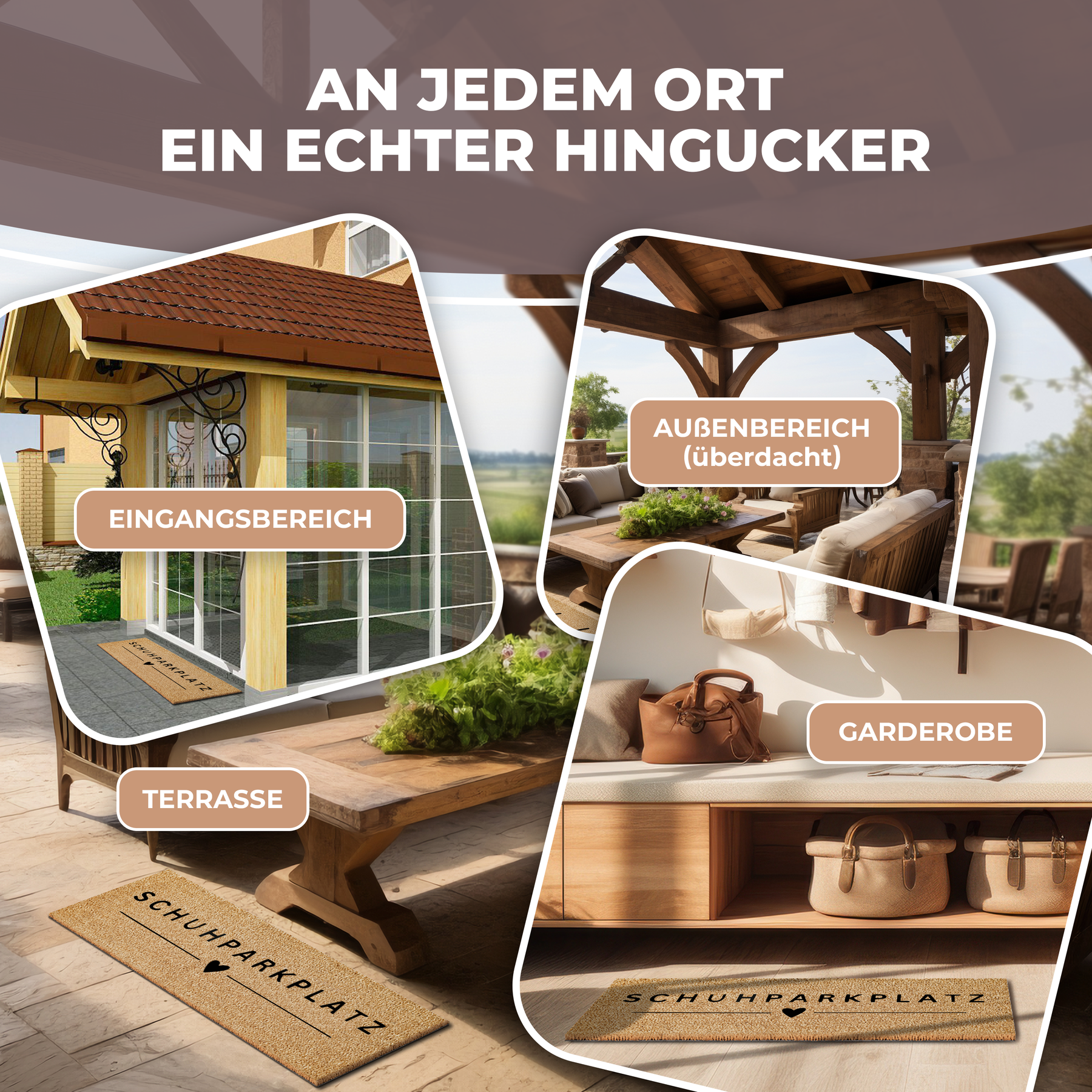 H1 Fußmatte Kokos schmal [Schuhparkplatz Herz]