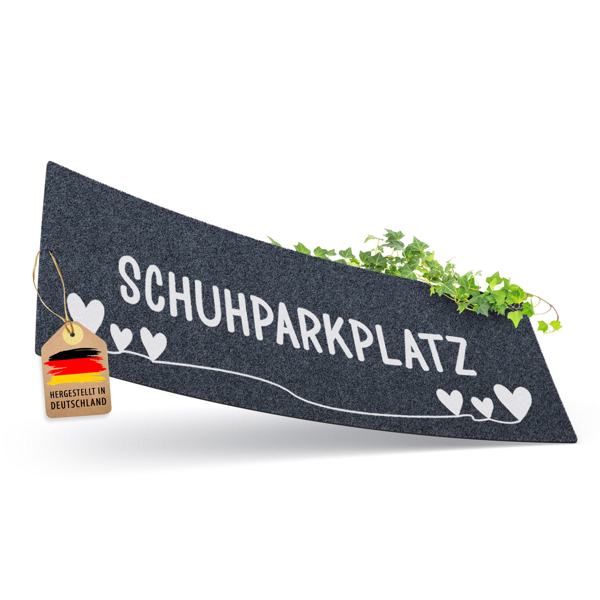 A3 Schuhparkplatz Fußmatte - Anthrazit 6 Herzen weiß