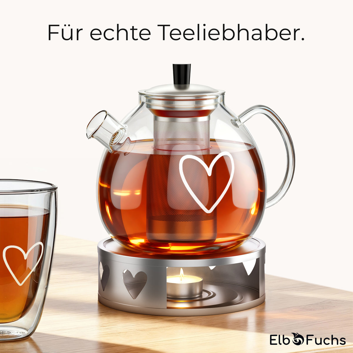 Glas-Teekanne 1,5L mit Stövchen [PARIS]